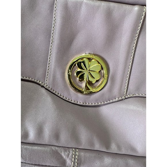4 Leaf Clover Genuine Leather Shoulder Bag Lilac Purple Crossbody Organizer Zip - Picture 7 of 8